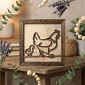 Rustic Farm Wall Art, Layered Wood Farm Decor, Hen & Chick Chicken Sign, Farmhouse Wall Hanging