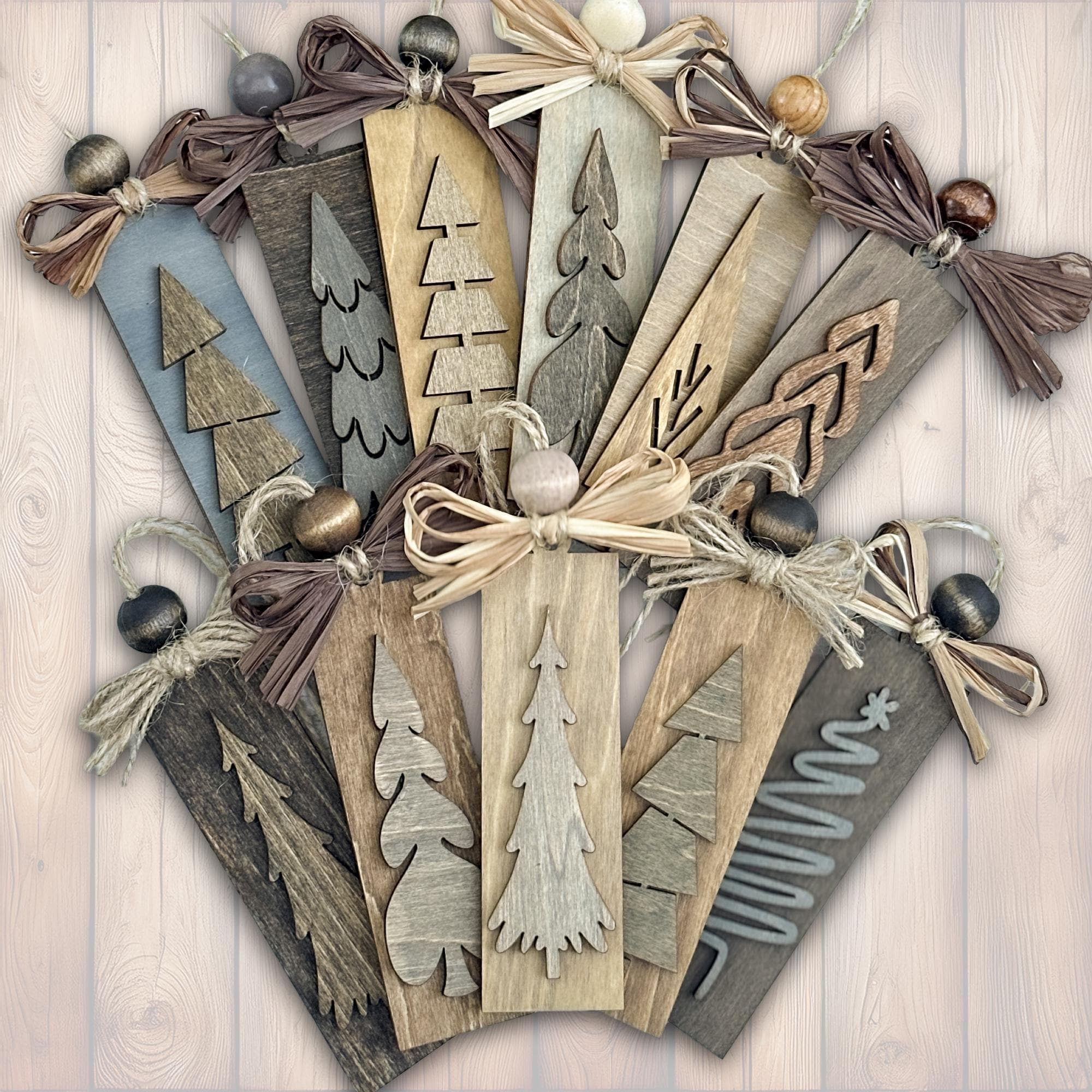 Rustic Neutral Christmas Tree Ornaments – Farmhouse Winter Decor – Set of 3, 10, or 20 – Cozy Boho Holiday Ornaments for Stockings & Gifts