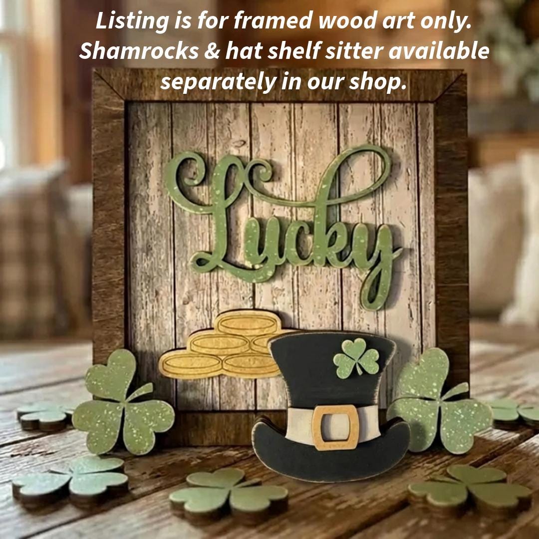 St Patrick’s Day Decor | Mini Framed Shamrock Art | Lucky & Pot of Gold Farmhouse Sign