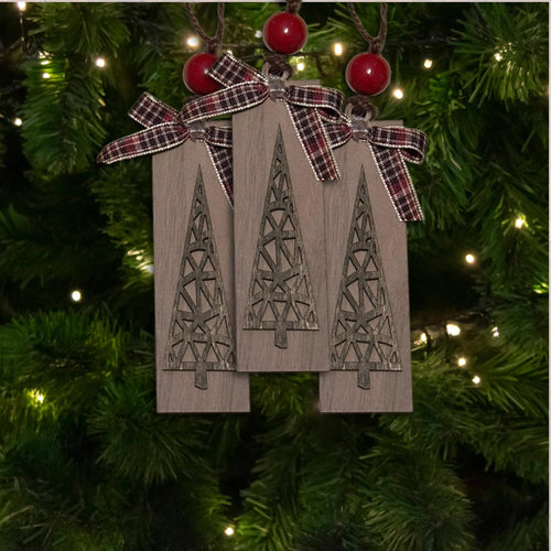 Country Brown  Ornament, Wood Holiday Decor, rustic farmhouse ornament, woodland holiday decor, Single or Bulk Qty