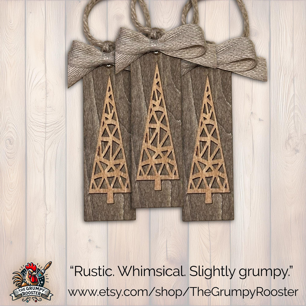 Farmhouse Brown  Ornament, Wood Holiday Decor, woodland holiday decor, rustic tree decor, Single or Bulk Qty