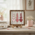 Valentine Heart Easel Sign: 3D Laser Cut Wood Shelf Decor | Rustic Farmhouse Tiered Tray Sign
