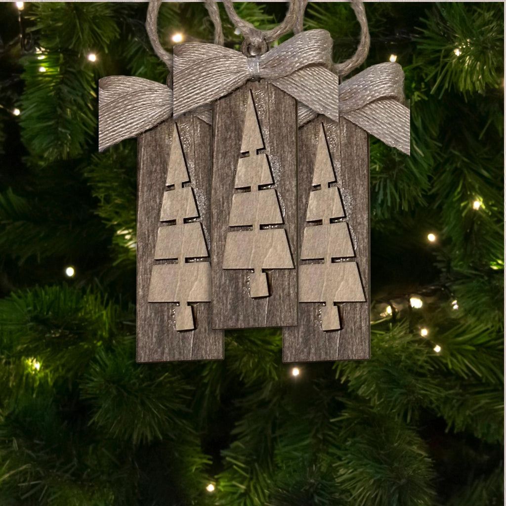 Rustic Dark Brown  Ornament, Wood Holiday Decor, wooden tree ornament, rustic christmas ornament, Single or Bulk Qty