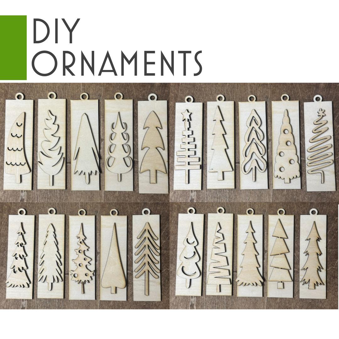 DIY Christmas Tree Ornaments - Blank Single or Bulk Christmas Ornament Handcrafted Bulk Wholesale DIY Unpainted Paint Party Family Craft