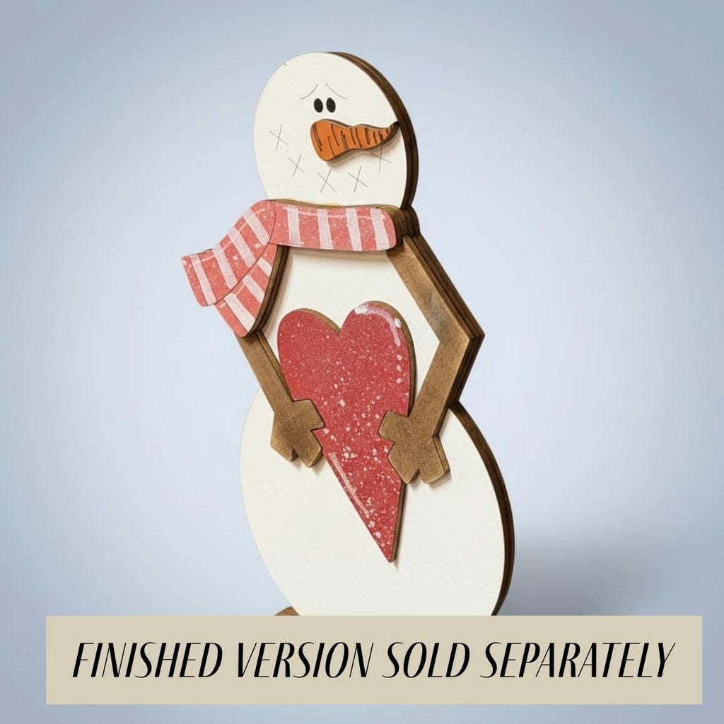 DIY Snowman Shelf Sitter | Paint Your Own Winter Decor | Unfinished Wood Snowman Craft | Valentine & Winter DIY | 7 Inch
