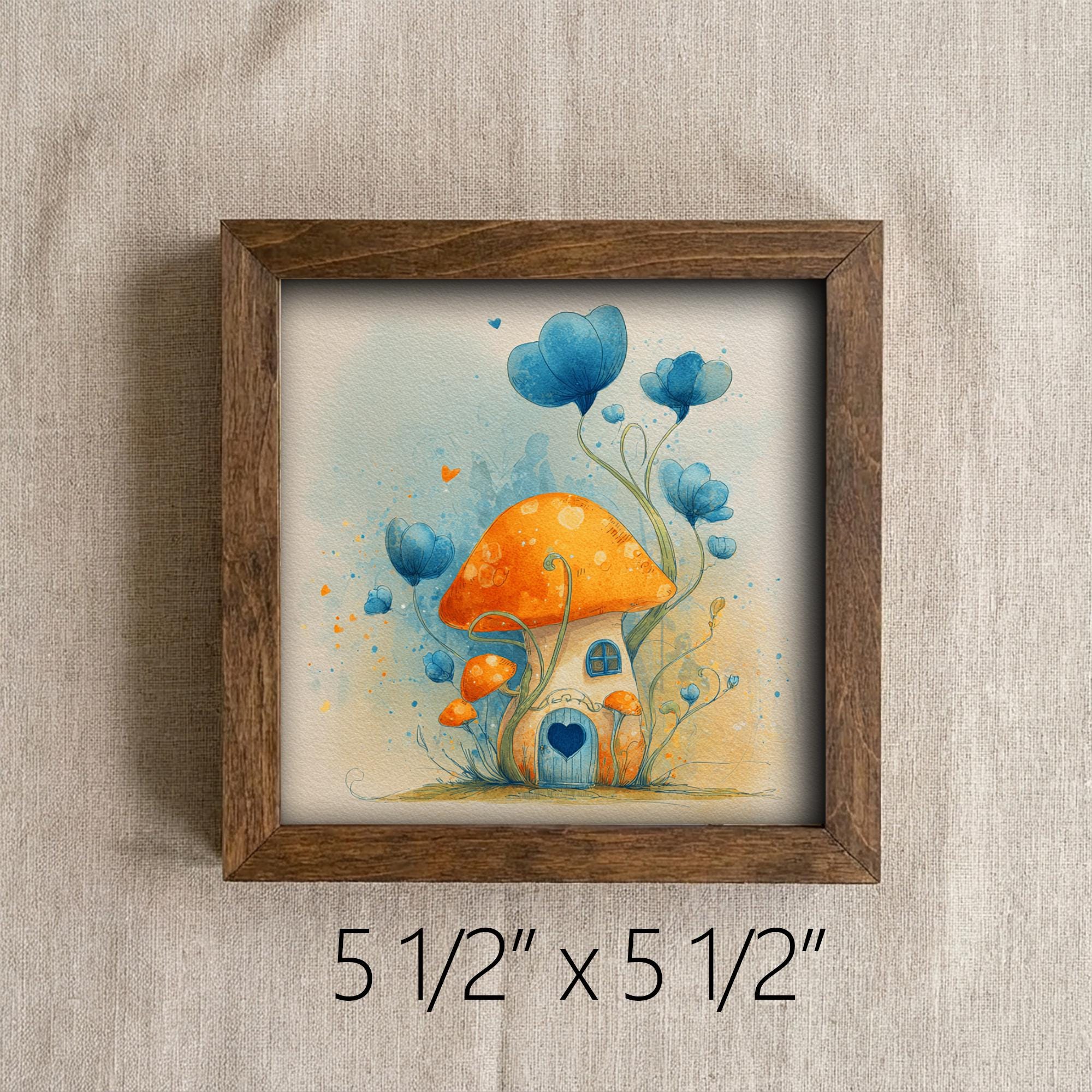 Whimsical Mushroom Cottage Framed Art | Fairy House Decor | Storybook Nursery Art | Rustic Farmhouse Frame