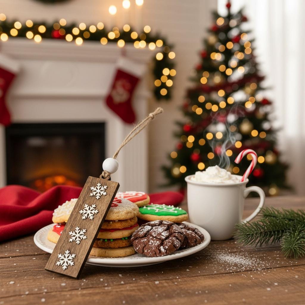 Rustic Wooden Snowflake Tag - Handmade Farmhouse Gift Tag, Bookmark, Stocking Tag, Ornament, Bulk Wood Holiday Craft Embellishment