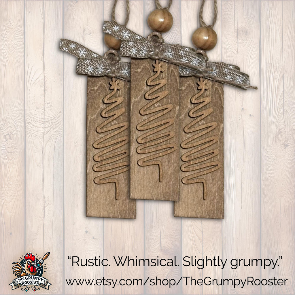 Minimalist Brown Barn-Style Ornament, Wood Holiday Decor, rustic handmade gift, christmas gift idea, Single or Bulk Qty