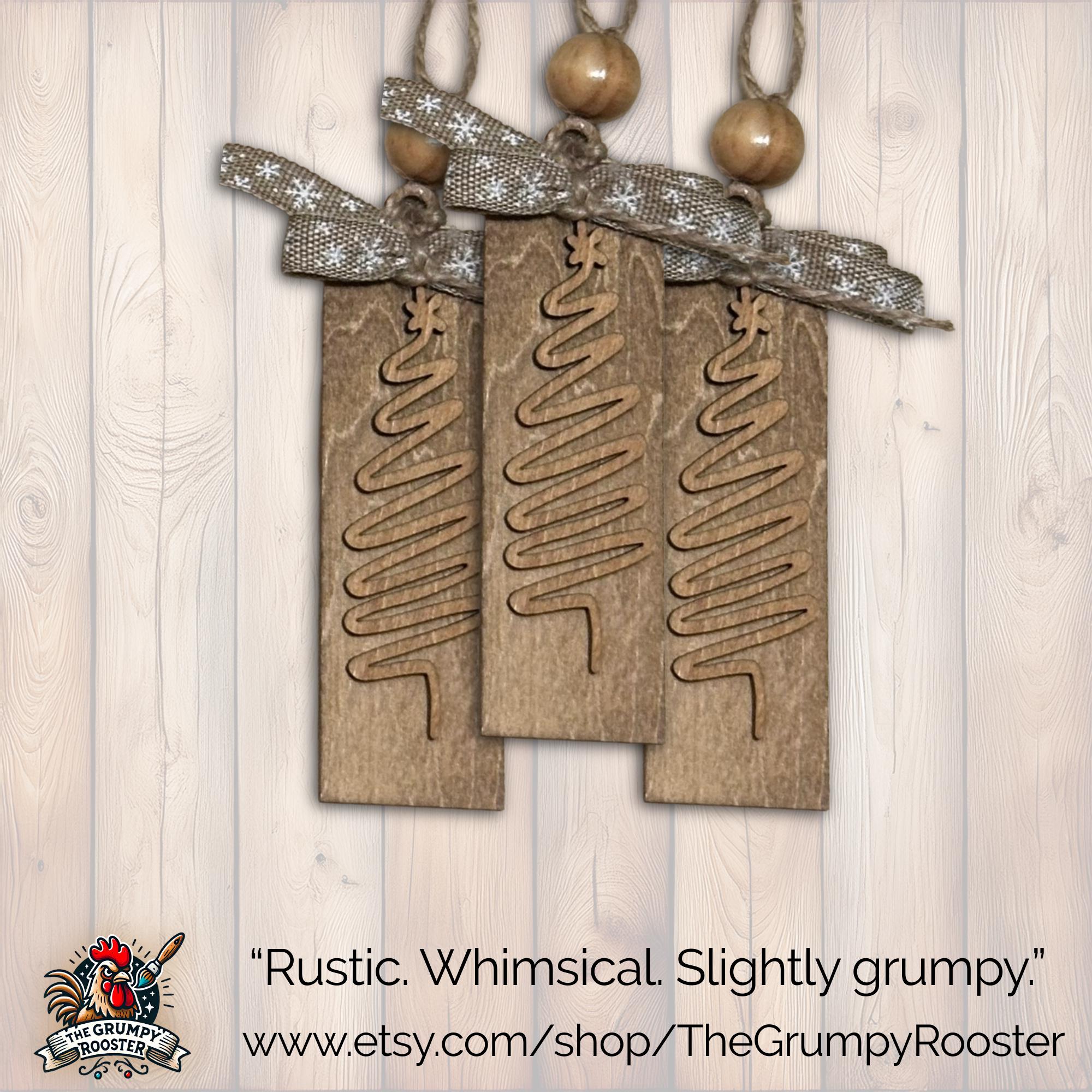 Minimalist Brown Barn-Style Ornament, Wood Holiday Decor, rustic handmade gift, christmas gift idea, Single or Bulk Qty