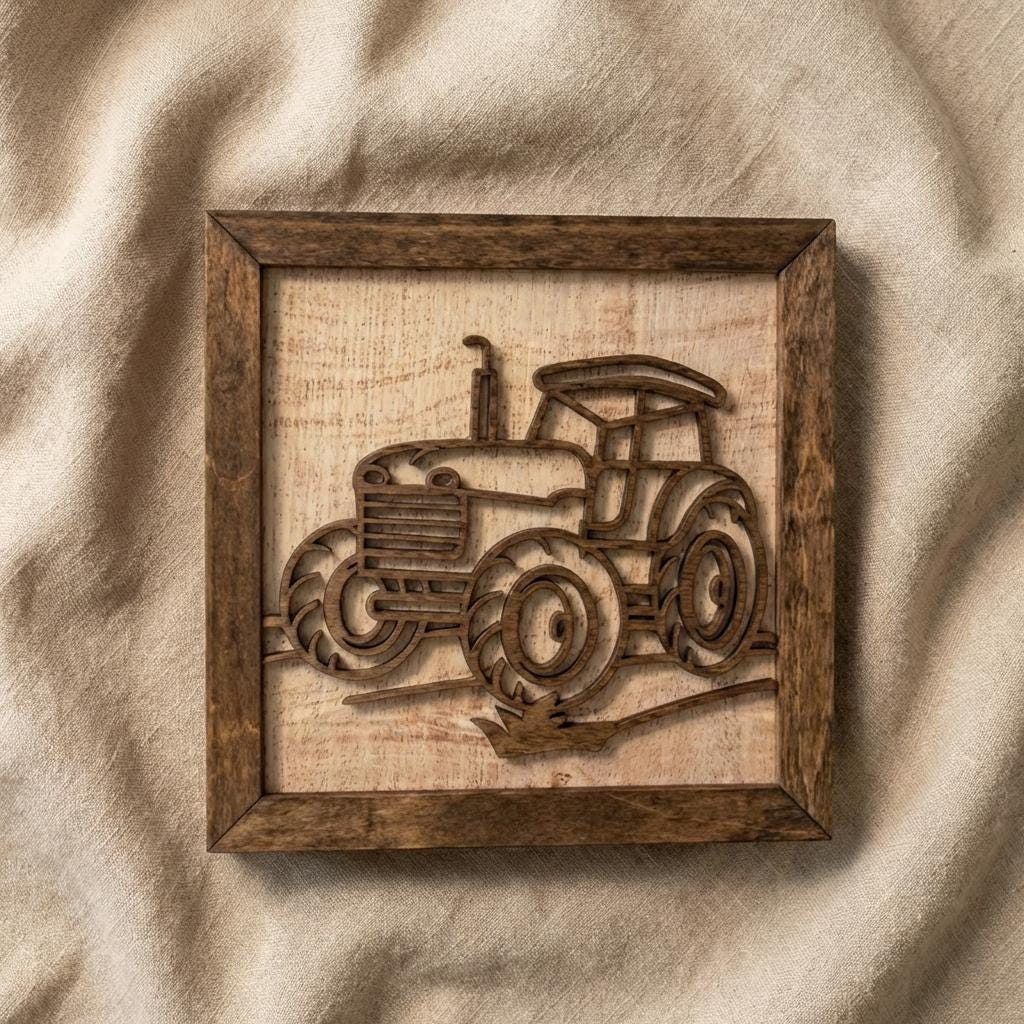 Rustic Farm Wall Art, Layered Wood Farm Decor, Tractor Sign, Farm Equipment, Farmhouse Wall Hanging