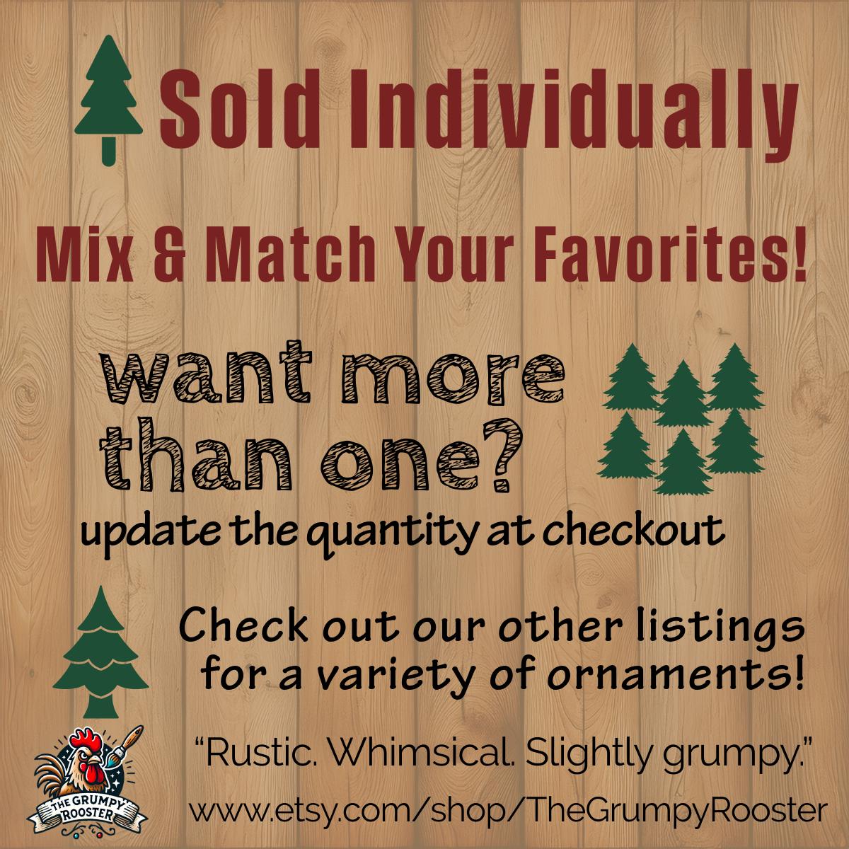 Minimalist Brown Barn-Style Ornament, Wood Holiday Decor, rustic handmade gift, christmas gift idea, Single or Bulk Qty