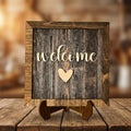 Welcome Framed Wood Sign, Rustic Farmhouse Decor, Layered Wood Wall Art or Shelf Decor, Housewarming Gift