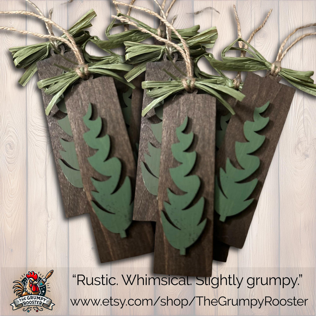 Rustic Christmas Ornaments – Set of 6 – Farmhouse Wood Tree Décor, Handmade Xmas Decorations, Rustic Holiday Décor Gift Set, Company Gift