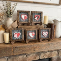 Layered Valentine Heart Decor, 3.75” Framed Wood Sign, Rustic Farmhouse Valentine Decor, Small Valentine Gift