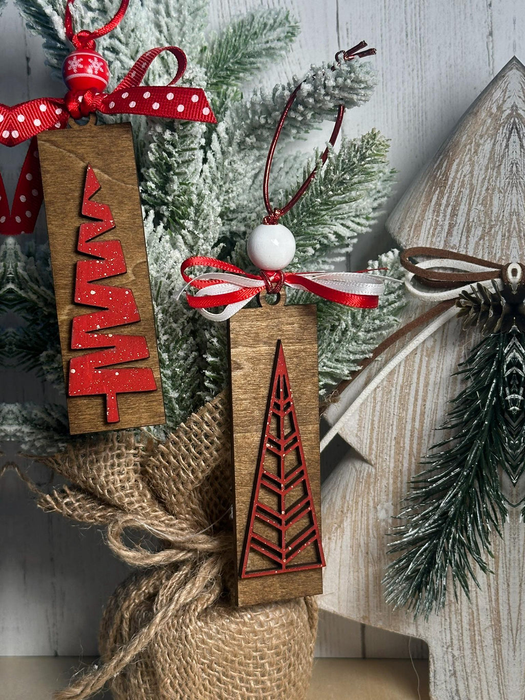 Traditional Christmas Tree Ornaments - Red Green Gold or a Mix - Single or Bulk Winter Tree Holiday Ornament Handcrafted Wholesale