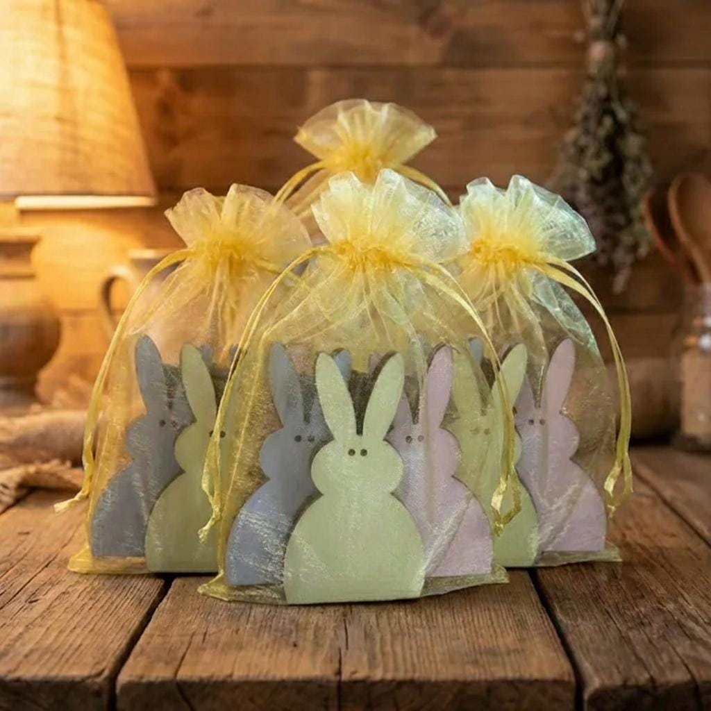 Pastel Mini Bunny Trio – Reversible 3 Inch Easter Decor – Assorted Bunny Set – Tiered Tray or Easter Basket Filler