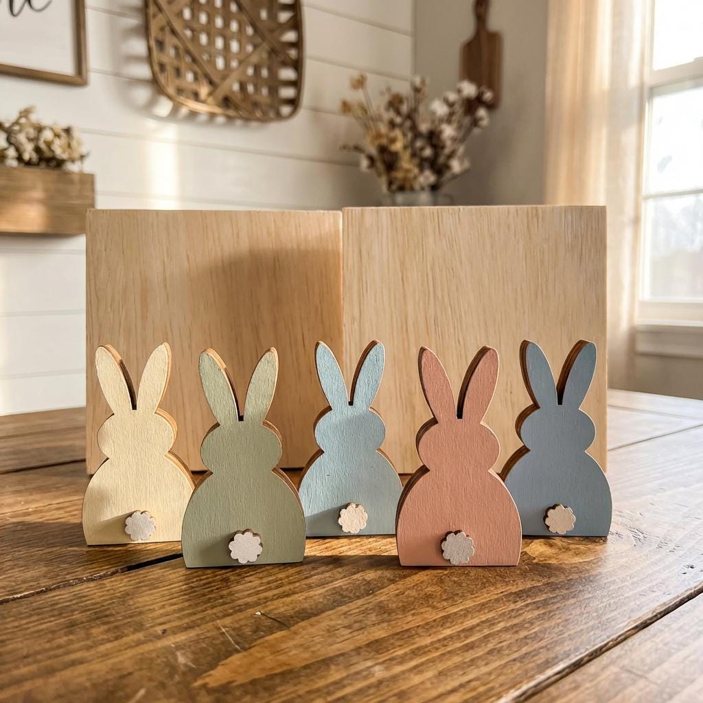 Pastel Mini Bunny Trio – Reversible 3 Inch Easter Decor – Assorted Bunny Set – Tiered Tray or Easter Basket Filler