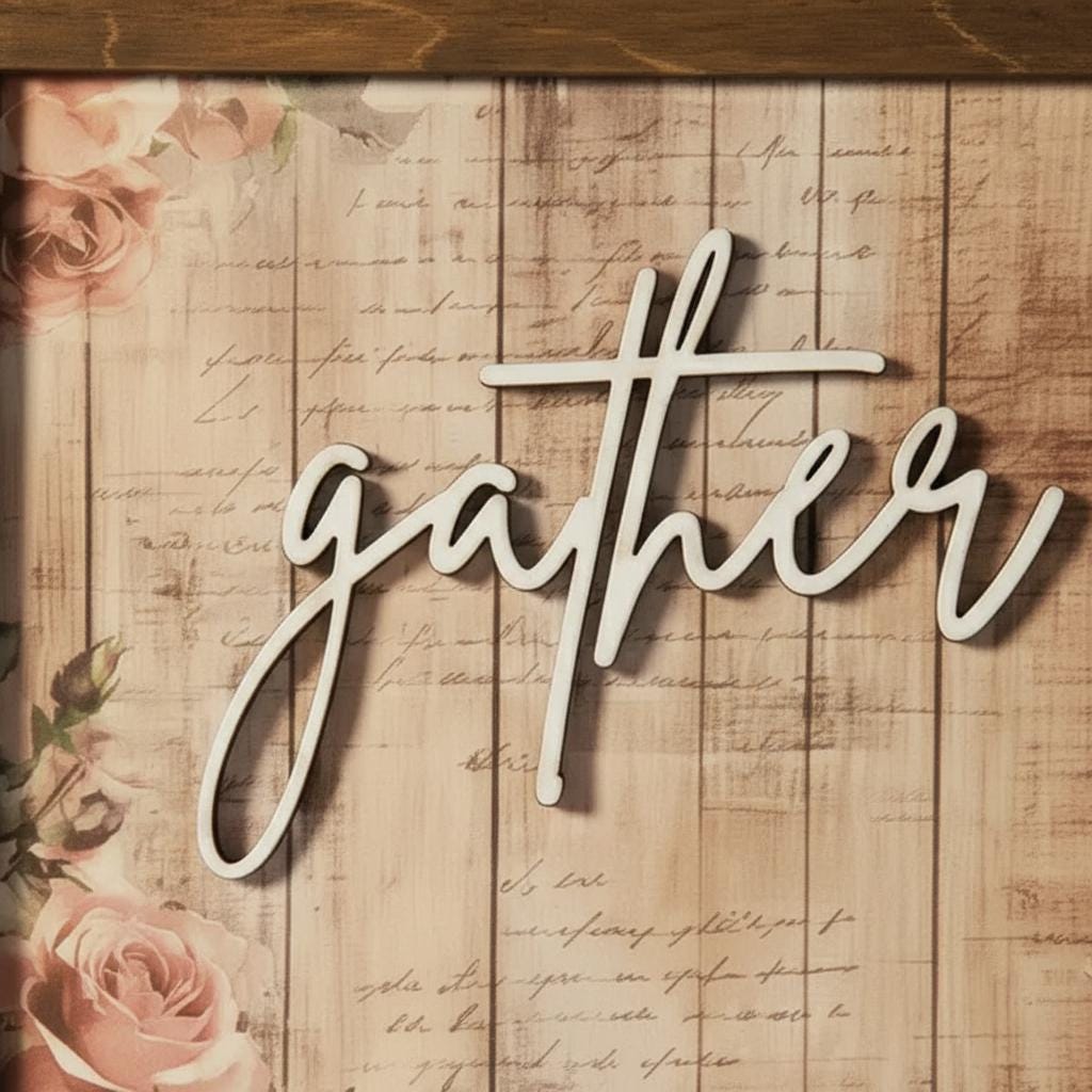 Rustic Welcome Sign | Joy Love Faith Gather Wood Decor | Farmhouse Tabletop Sign | Housewarming Gift