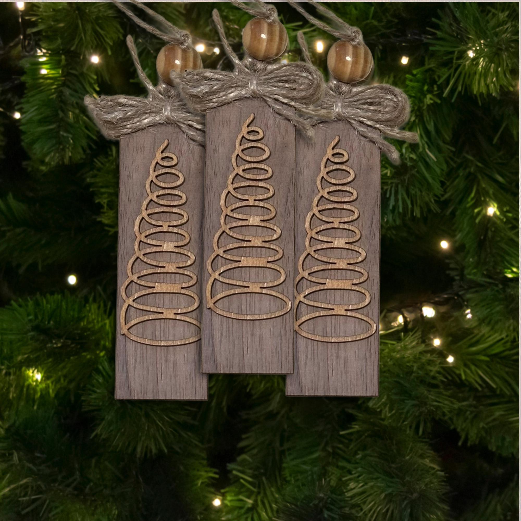 Country Brown Heirloom Charm Ornament, Wood Holiday Decor, christmas gift idea, farmhouse holiday decor, Single or Bulk Qty