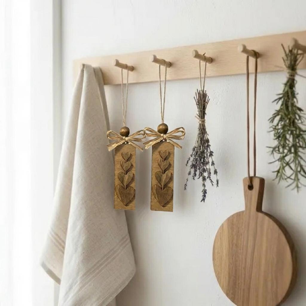 Rustic Wooden Heart Decor Set, Farmhouse Heart Ornaments, Neutral Wood Hearts, Everyday Heart Decor, Giftable Heart Set