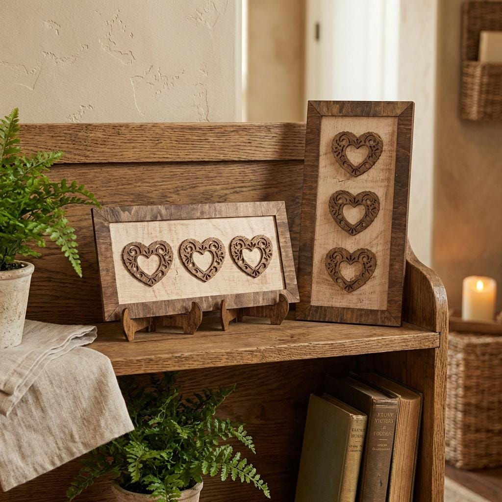 Rustic Lace Heart Wall Art, Layered Wood Heart Decor, Farmhouse Heart Sign, Year Round Home Decor