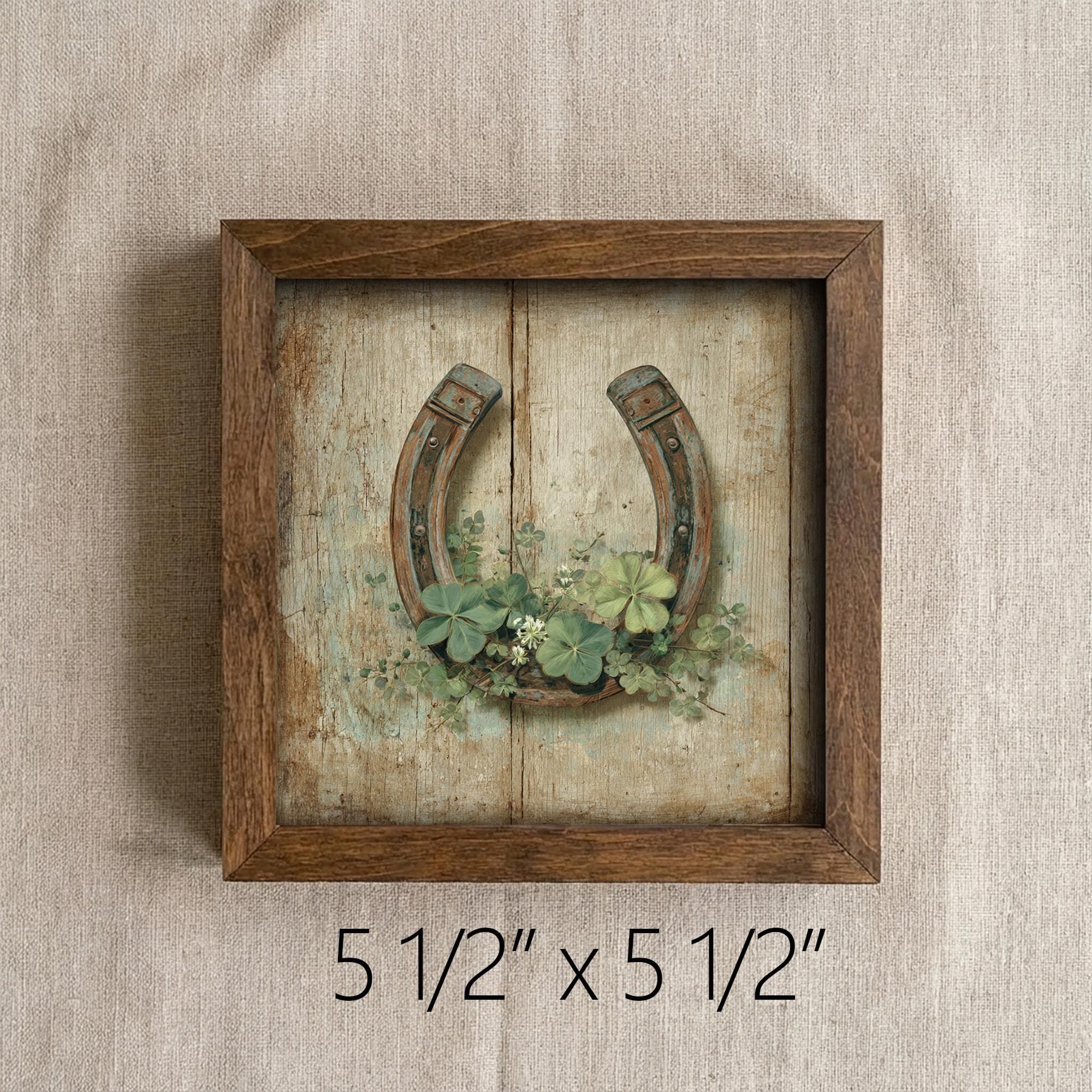 St Patrick’s Day Farmhouse Decor | Mini Framed Horseshoe Art | Rustic Shamrock Wall Sign