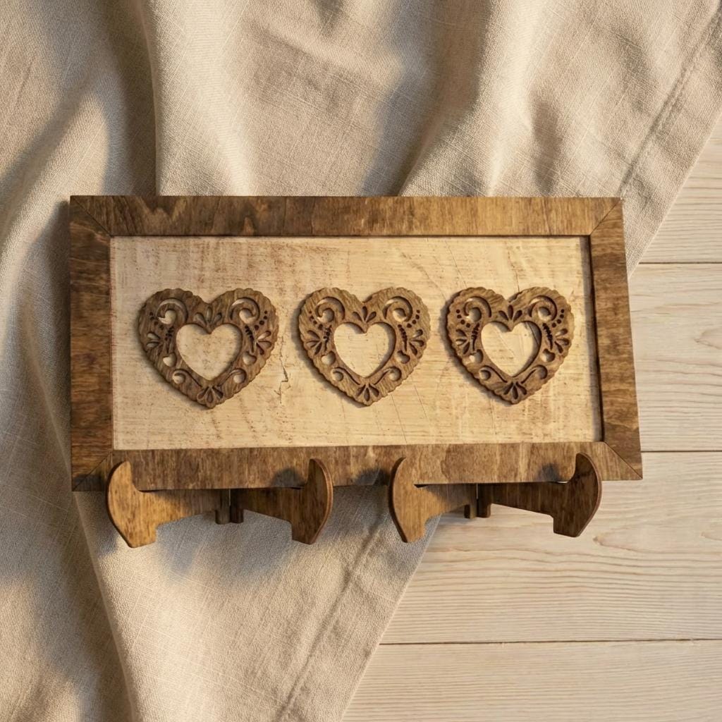 Rustic Lace Heart Wall Art, Layered Wood Heart Decor, Farmhouse Heart Sign, Year Round Home Decor