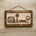 Rustic Farm Wall Art, Layered Wood Farm Decor, Farm Scene Sign, Barn and Windmill, Farmhouse Wall Hanging