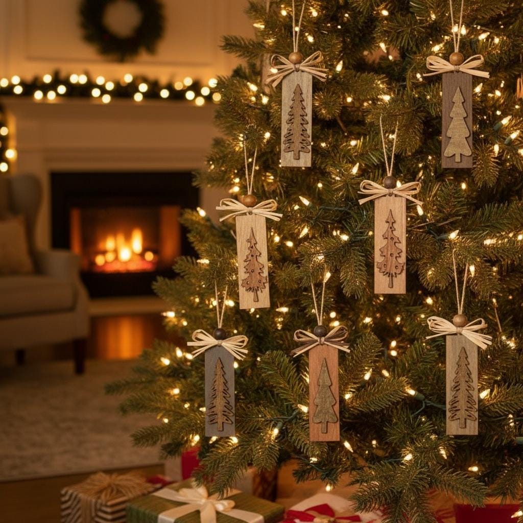 Rustic Neutral Christmas Tree Ornaments – Farmhouse Winter Decor – Set of 3, 10, or 20 – Cozy Boho Holiday Ornaments for Stockings & Gifts