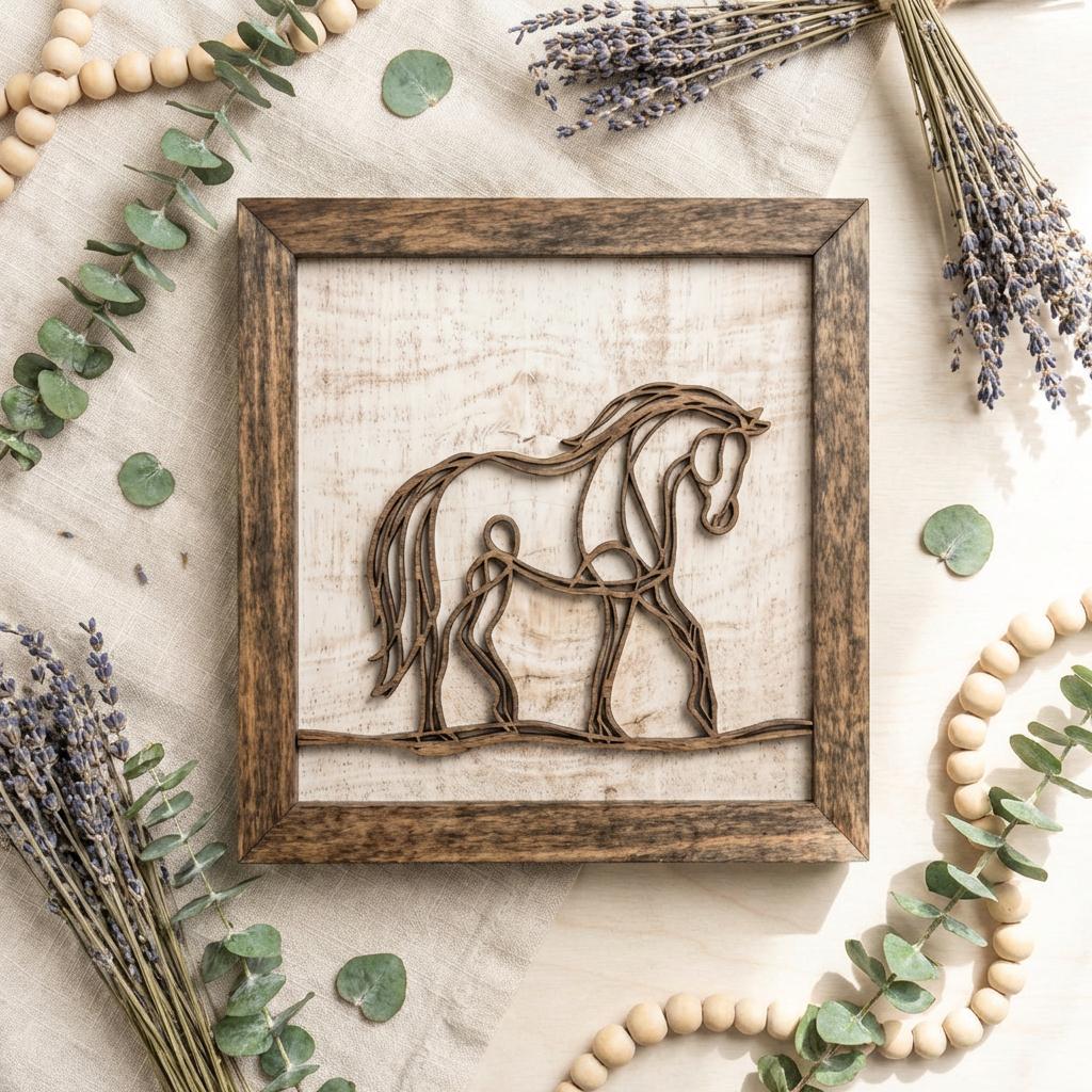 Rustic Farm Wall Art, Layered Wood Farm Decor, Horse Sign, Gift for Horse Lover, Farmhouse Wall Hanging