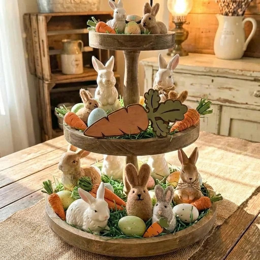 Rustic Wooden Carrot Decor | Farmhouse Easter Basket Tag | Spring Tiered Tray Accent | Handmade Wood Carrot Ornament