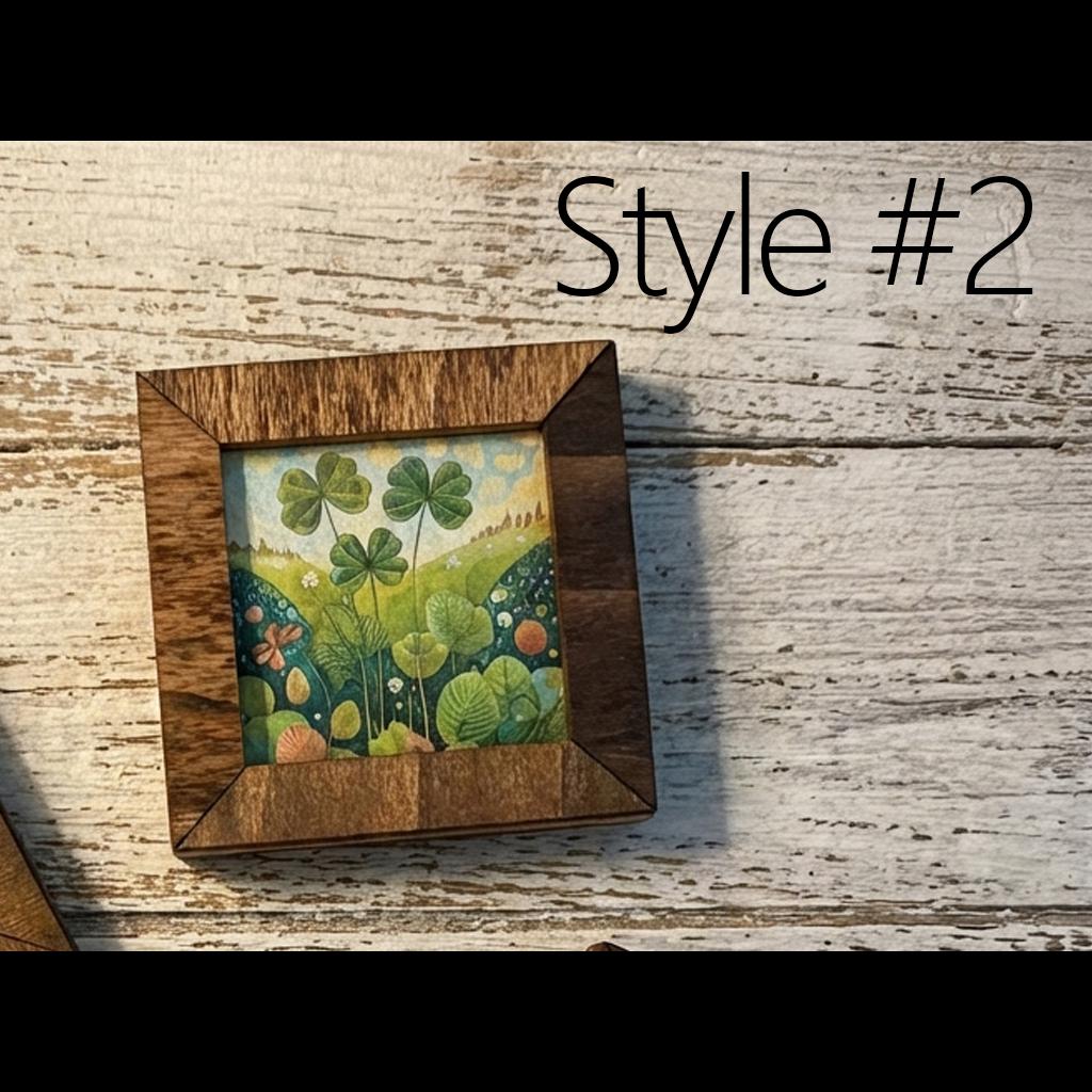 Rustic Wood Fridge Magnets | Handmade Farmhouse Magnet Decor | Clover Art Mini Wood Frames | Strong Flush Magnets St Patricks Day