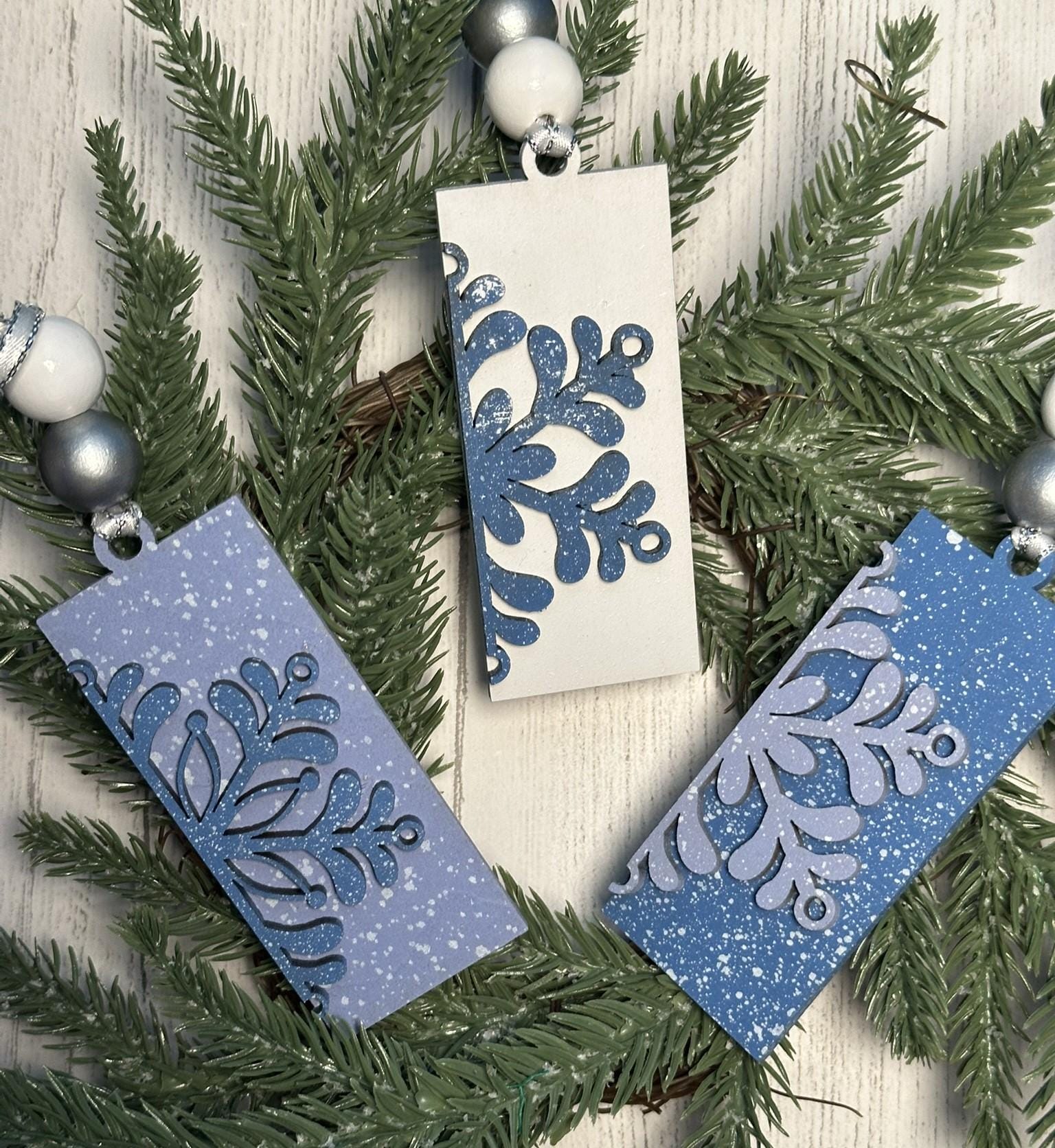 Set of 3 + Elegant Snowflake Christmas Ornaments Wooden Winter Ornaments with Bead Accents, Assorted Colors, Bulk Options Available