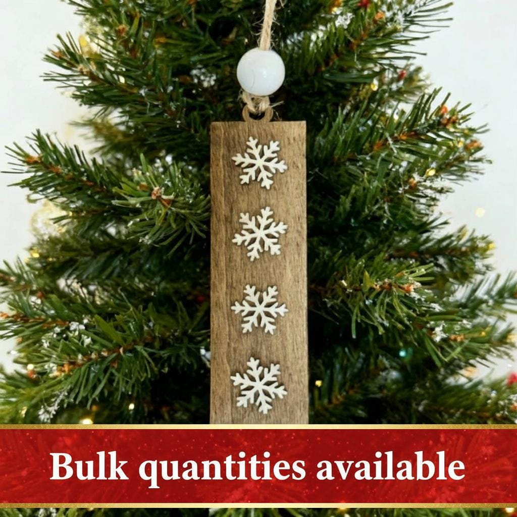 Rustic Wooden Snowflake Tag - Handmade Farmhouse Gift Tag, Bookmark, Stocking Tag, Ornament, Bulk Wood Holiday Craft Embellishment