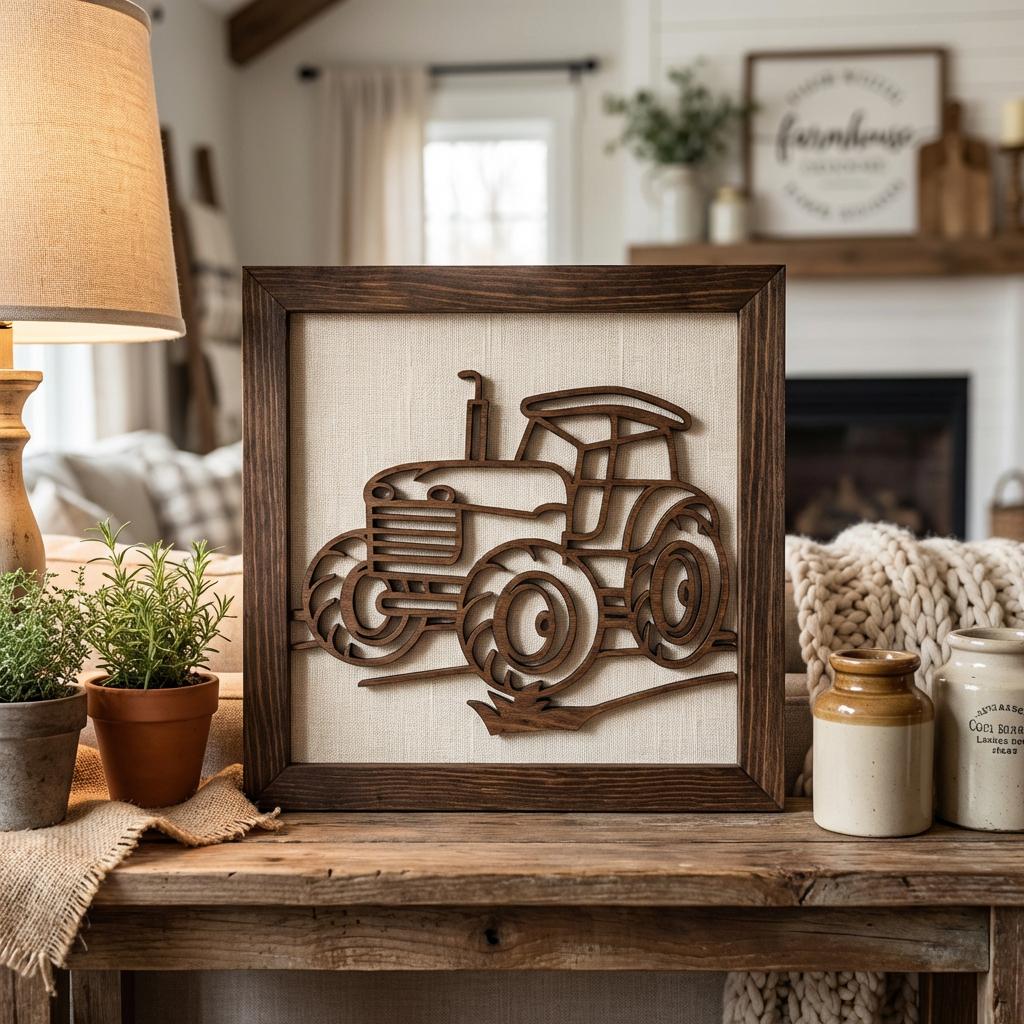 Rustic Farm Wall Art, Layered Wood Farm Decor, Tractor Sign, Farm Equipment, Farmhouse Wall Hanging
