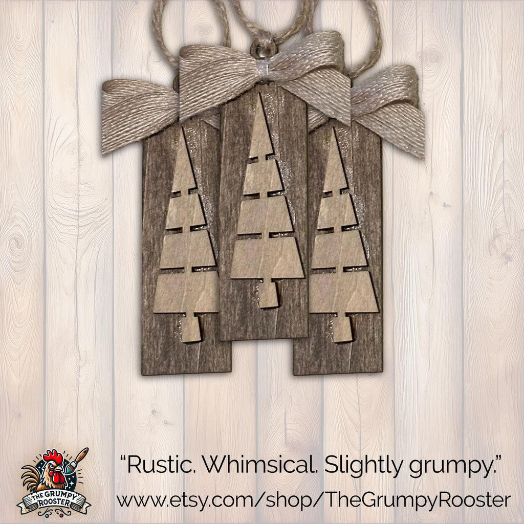Rustic Dark Brown  Ornament, Wood Holiday Decor, wooden tree ornament, rustic christmas ornament, Single or Bulk Qty