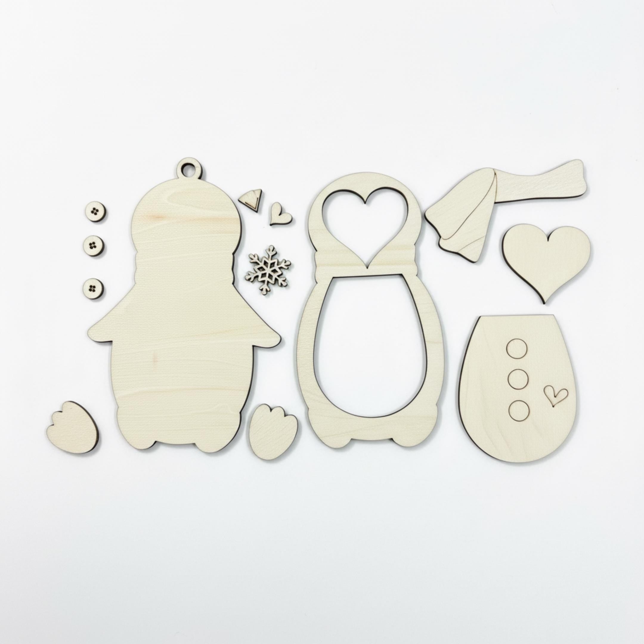 DIY Penguin Ornament – Unpainted Wood Craft, Winter Christmas Decor, Paintable Layered Ornament, No-Glue Option, Kids & Adult Craft