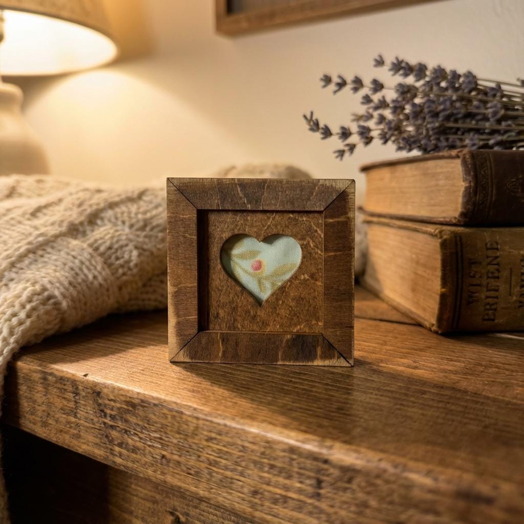 Reclaimed Quilt Heart Wood Magnet or Sign – Mini Rustic Valentine Decor – Handmade Fabric Heart – Farmhouse Shelf Sitter