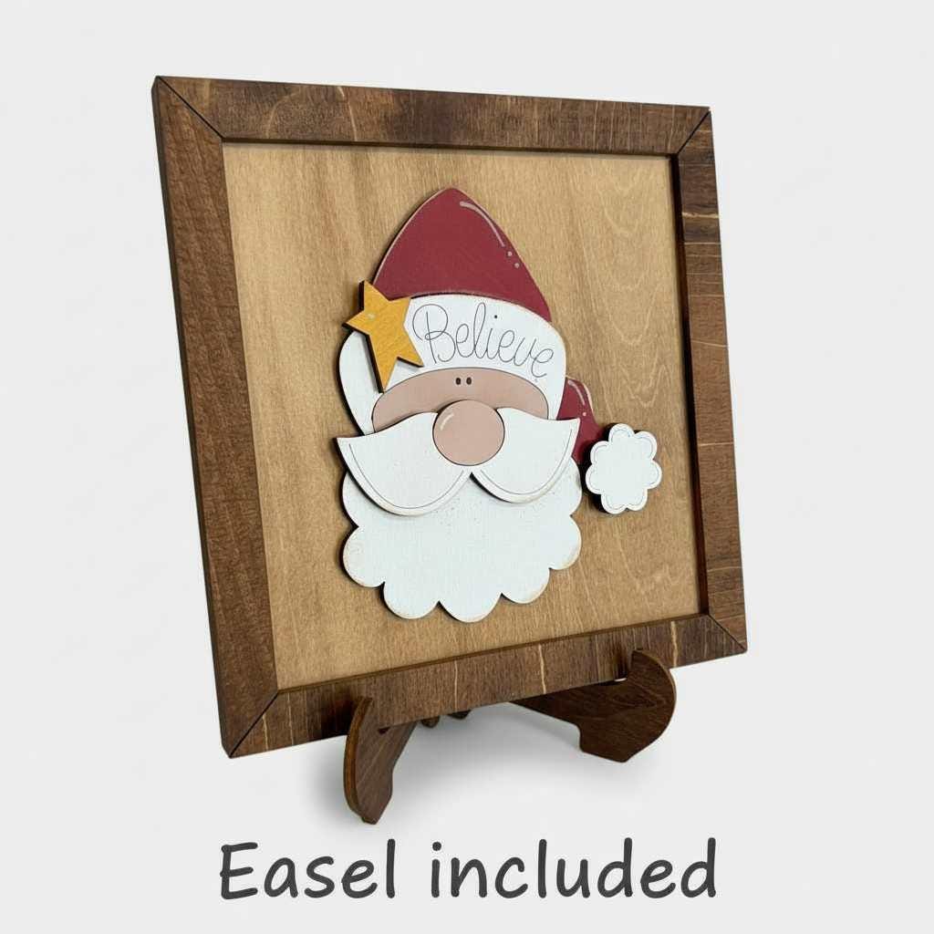 Handmade Rustic Santa Believe Wood Sign, Farmhouse Christmas Decor
