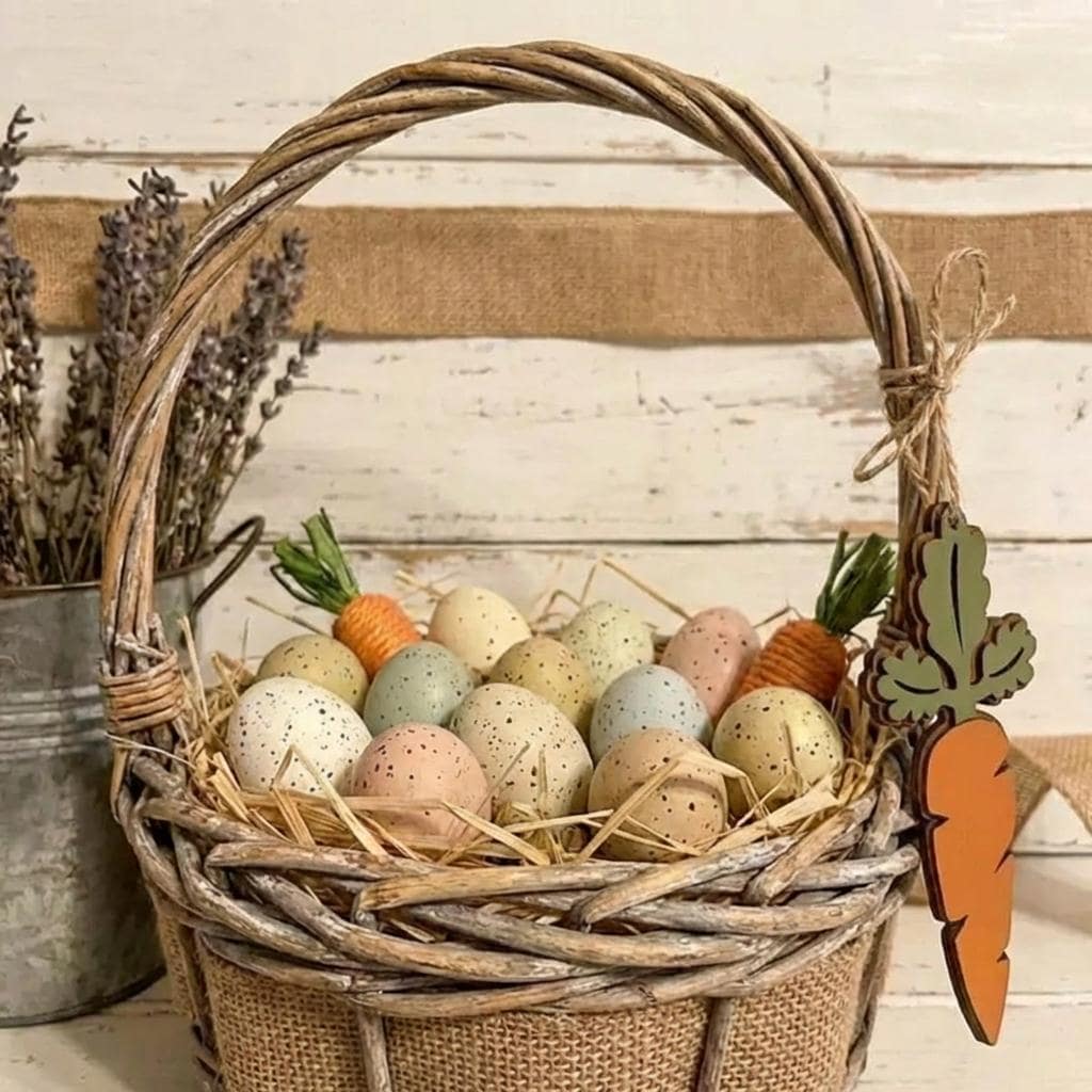 Rustic Wooden Carrot Decor | Farmhouse Easter Basket Tag | Spring Tiered Tray Accent | Handmade Wood Carrot Ornament