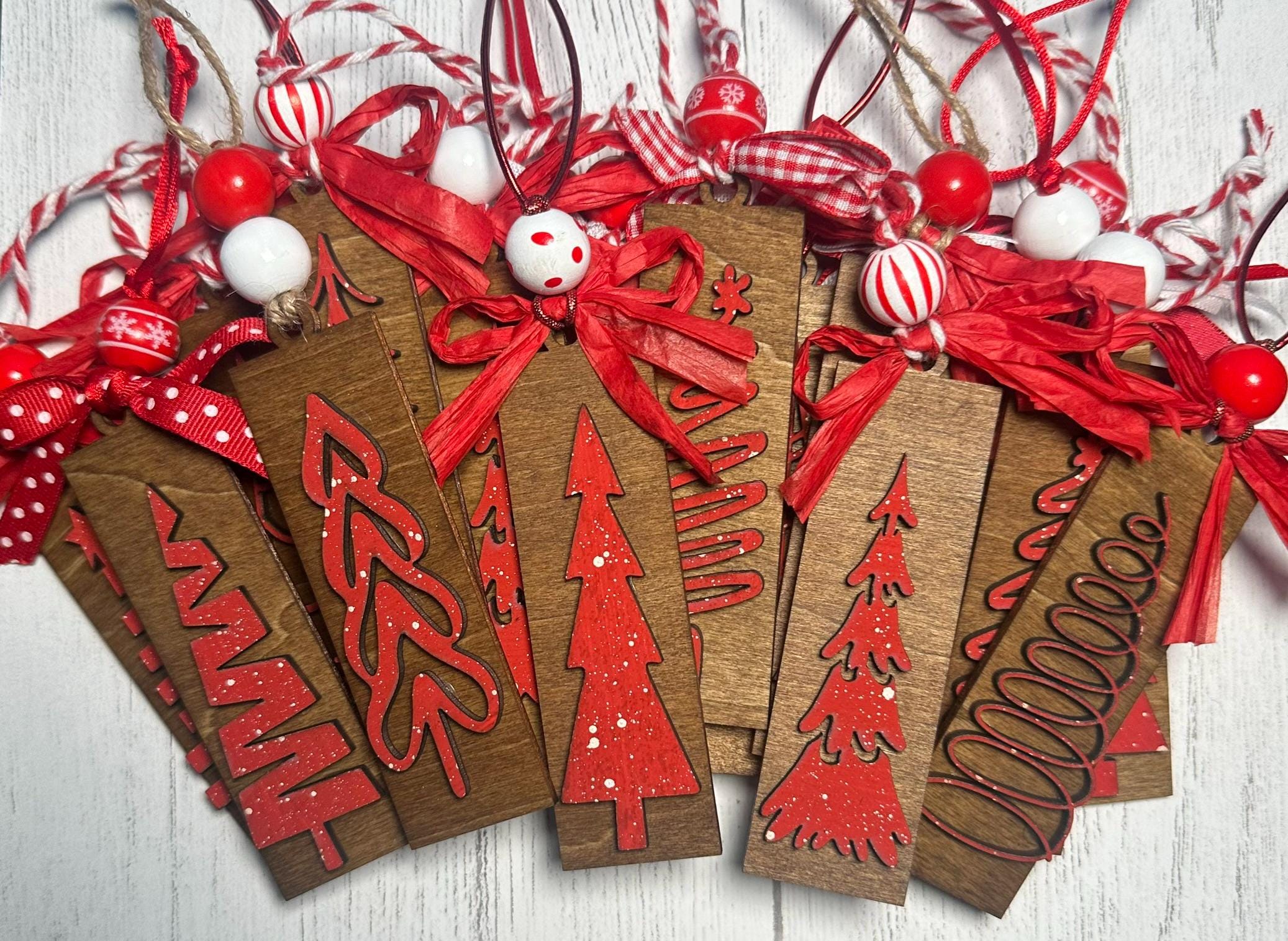 Traditional Christmas Tree Ornaments - Red Green Gold or a Mix - Single or Bulk Winter Tree Holiday Ornament Handcrafted Wholesale