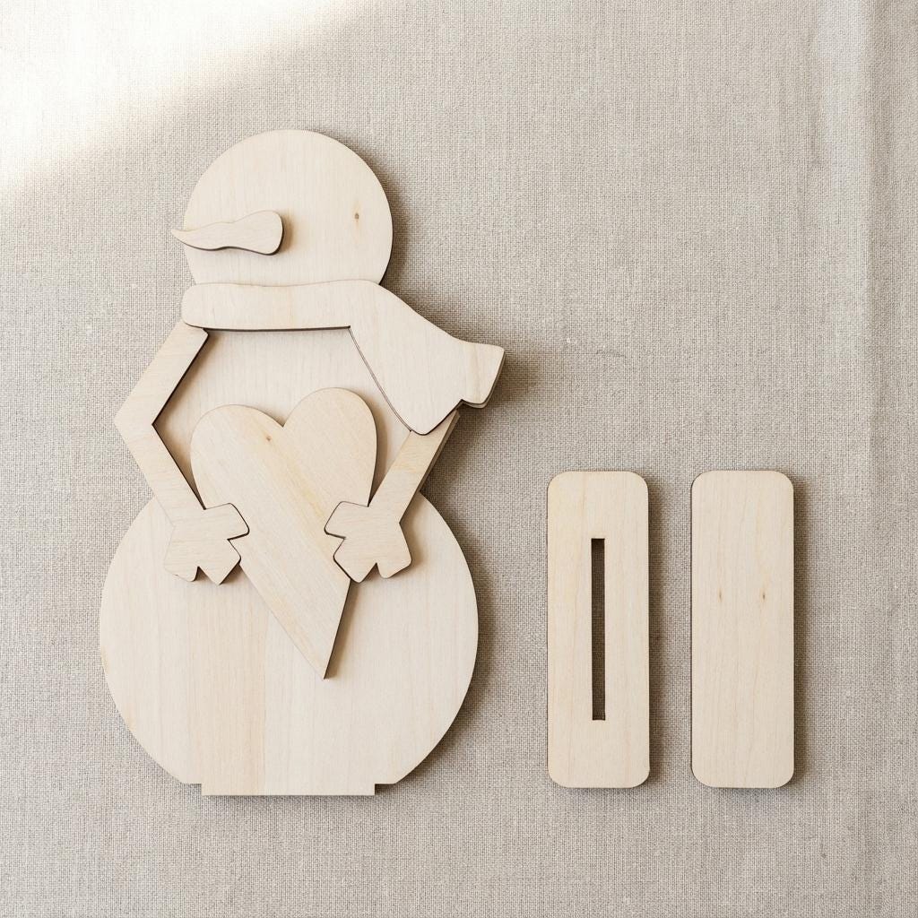 DIY Snowman Shelf Sitter | Paint Your Own Winter Decor | Unfinished Wood Snowman Craft | Valentine & Winter DIY | 7 Inch