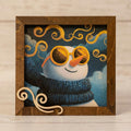 Snowman Art Sign 5.5 Inch – Rustic Farmhouse Winter Decor, Framed Snowman Wall Art, Cozy Christmas Shelf Sign, Handmade Wood Art