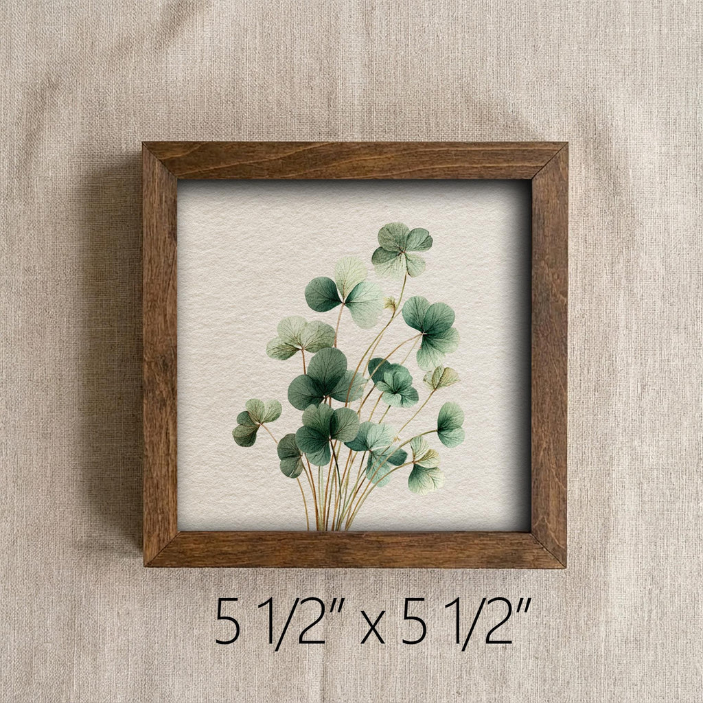Shamrock Botanical Art | Mini Framed Farmhouse Decor | St Patrick’s Day Clover Print