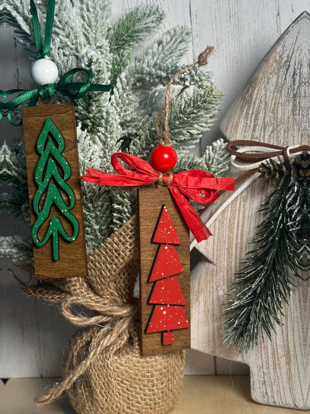 Traditional Christmas Tree Ornaments - Red Green Gold or a Mix - Single or Bulk Winter Tree Holiday Ornament Handcrafted Wholesale