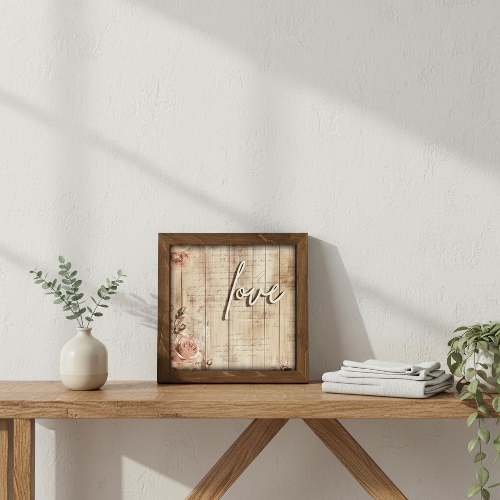 Rustic Welcome Sign | Joy Love Faith Gather Wood Decor | Farmhouse Tabletop Sign | Housewarming Gift