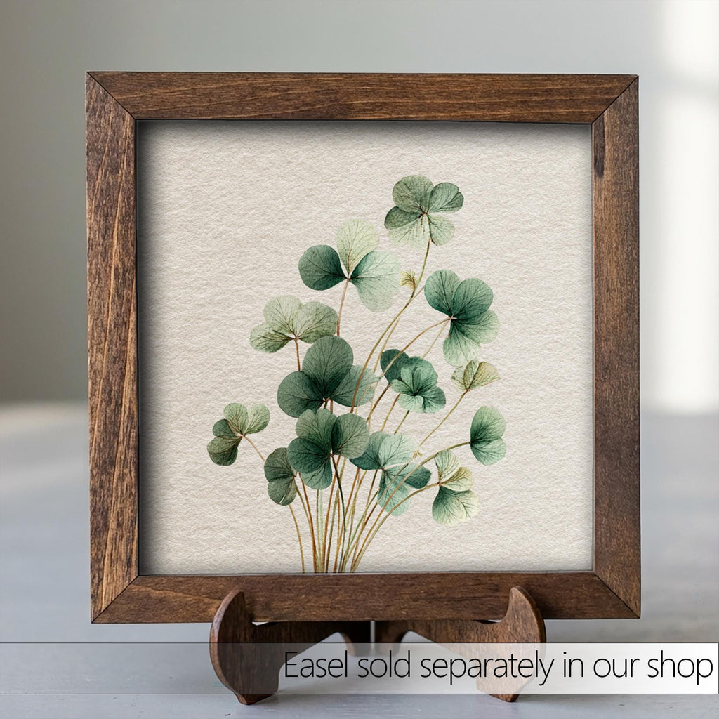 Shamrock Botanical Art | Mini Framed Farmhouse Decor | St Patrick’s Day Clover Print