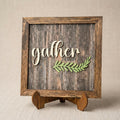 Gather Framed Wood Sign, Rustic Farmhouse Decor, Layered Wood Wall Art or Shelf Decor, Housewarming Gift