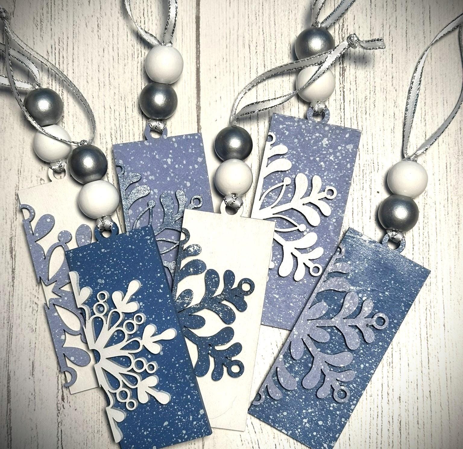 Set of 3 + Elegant Snowflake Christmas Ornaments Wooden Winter Ornaments with Bead Accents, Assorted Colors, Bulk Options Available