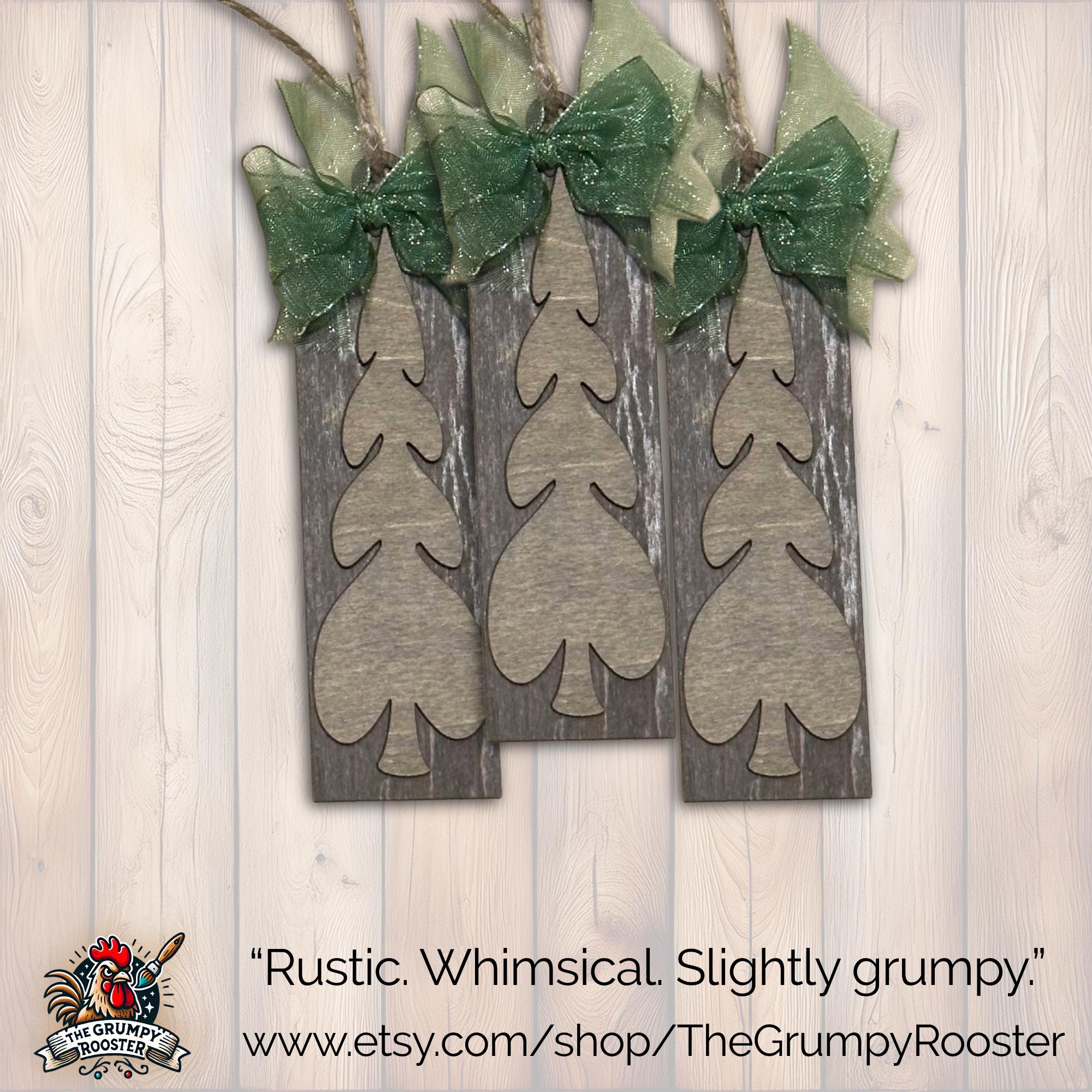 Rustic Gray  Ornament, Wood Holiday Decor, rustic tree decor, natural wood ornament, Single or Bulk Qty